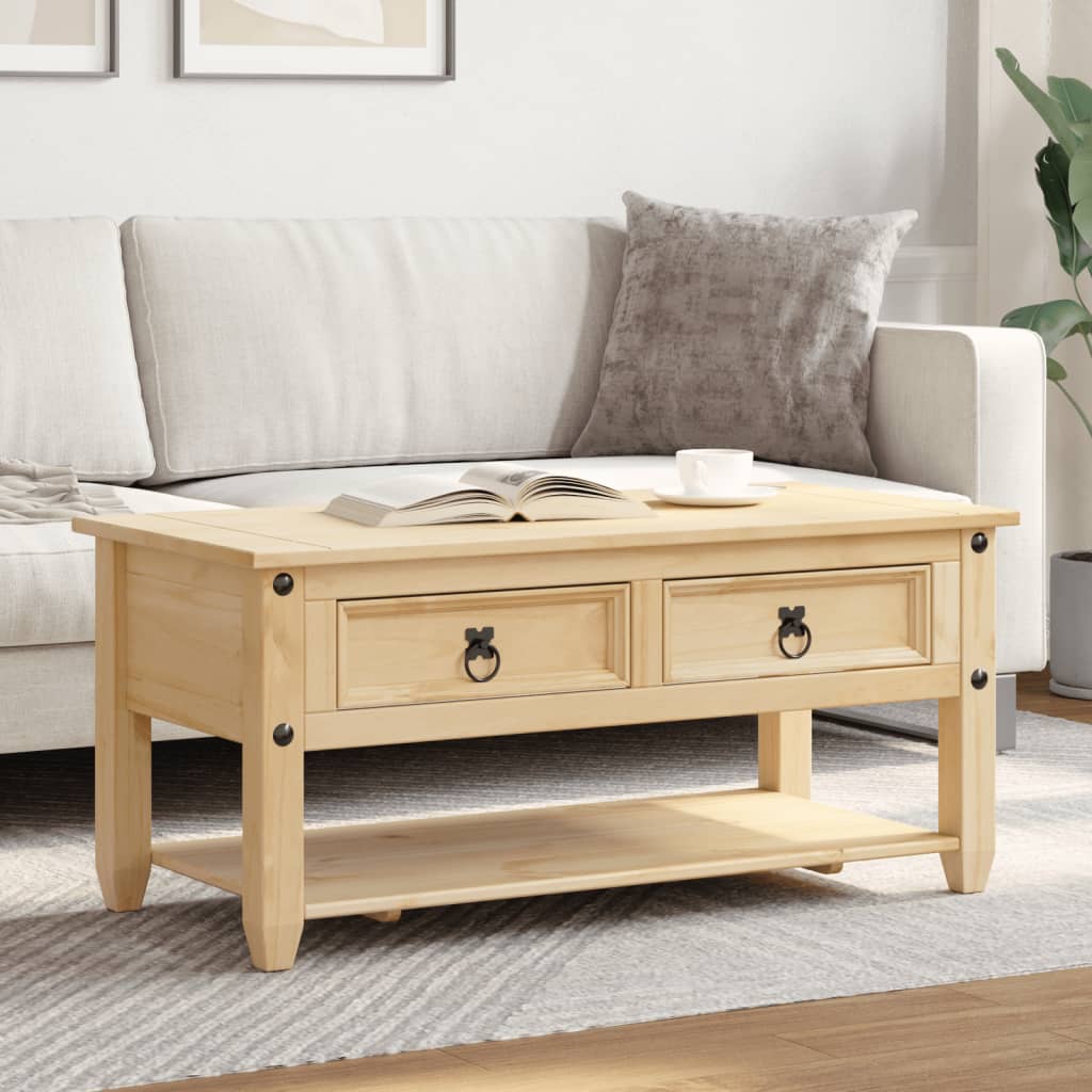 vidaXL Table basse avec tiroirs Corona 100x48x45 cm bois de pin massif