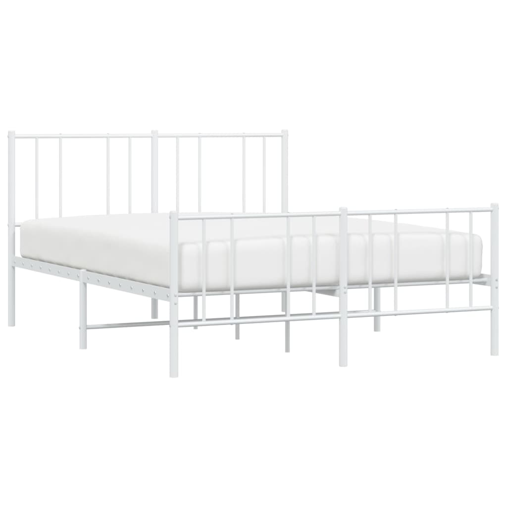 vidaXL Cadre de lit métal sans matelas et pied de lit blanc 160x200 cm