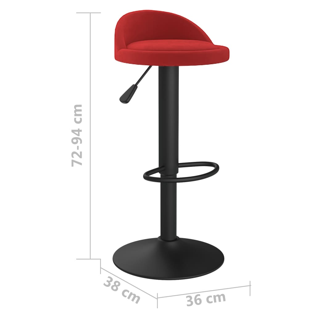 vidaXL Tabourets de bar lot de 2 rouge bordeaux velours