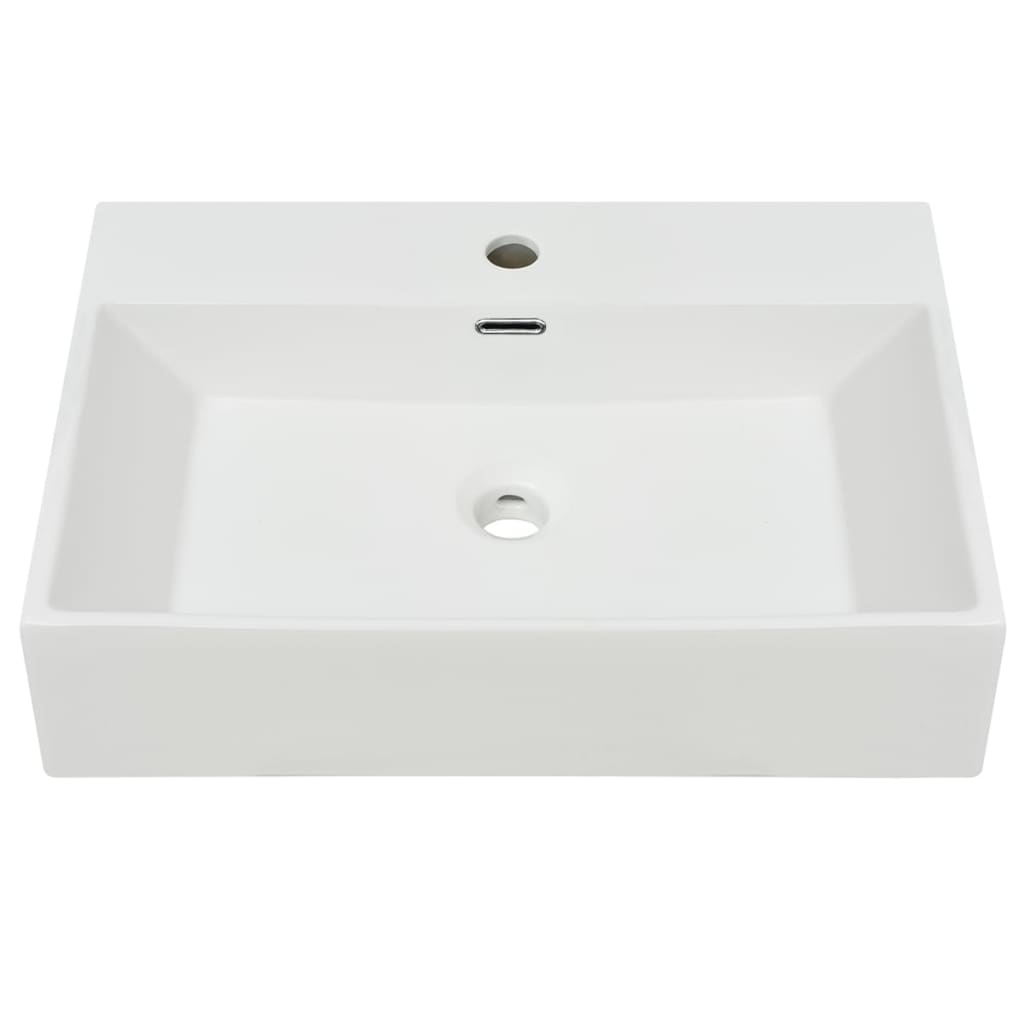 vidaXL Vasque avec trou de robinet en céramique Blanc 60,5x42,5x14,5cm