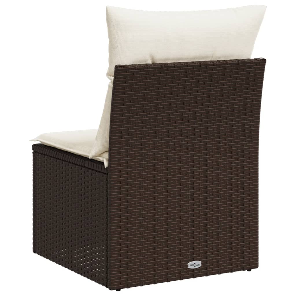 vidaXL Chaise de jardin sans accoudoirs avec coussins marron rotin