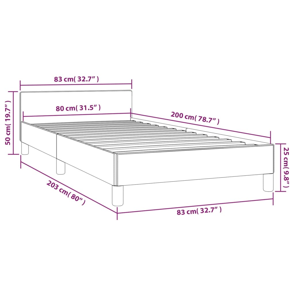 vidaXL Cadre de lit et tête de lit sans matelas noir 80x200 cm velours