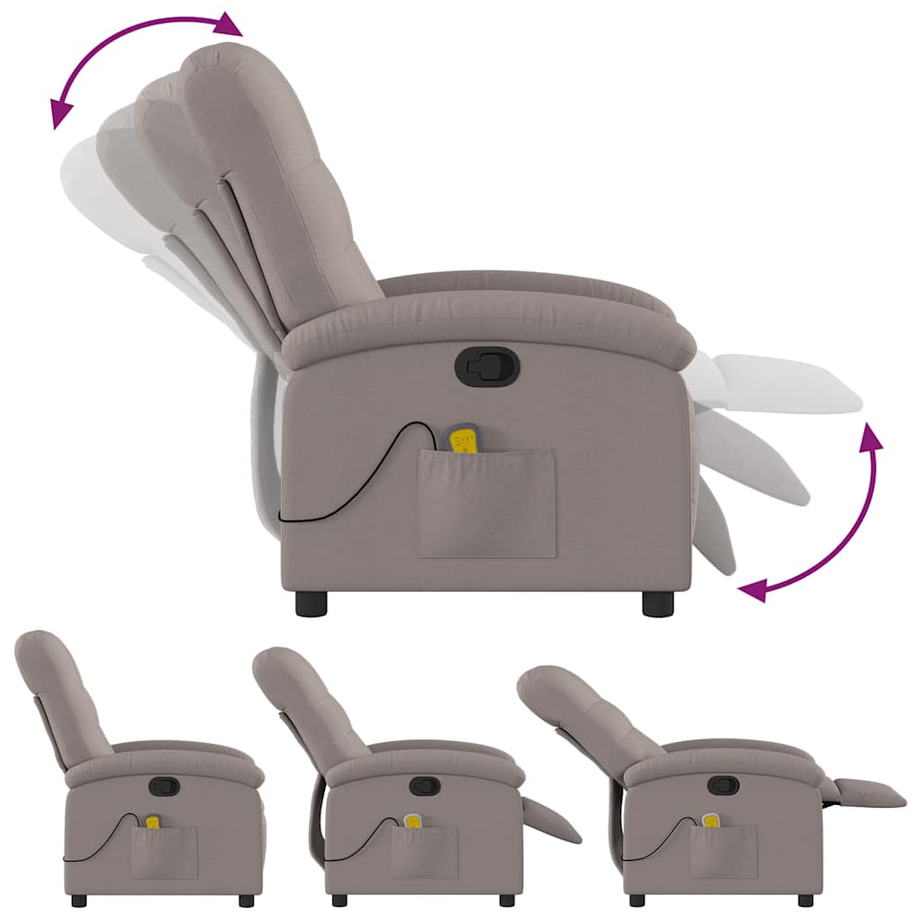 vidaXL Fauteuil de massage inclinable Taupe Tissu