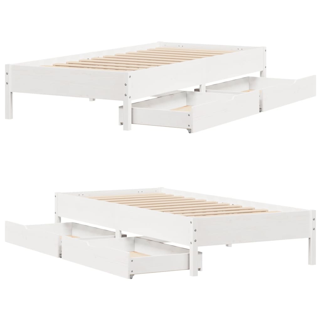 vidaXL Cadre de lit sans matelas blanc 100x200 cm bois de pin massif