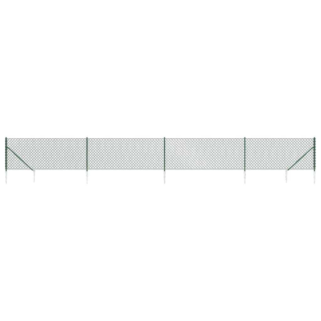 vidaXL Clôture à mailles losangées avec piquet d'ancrage vert 0,8x10 m
