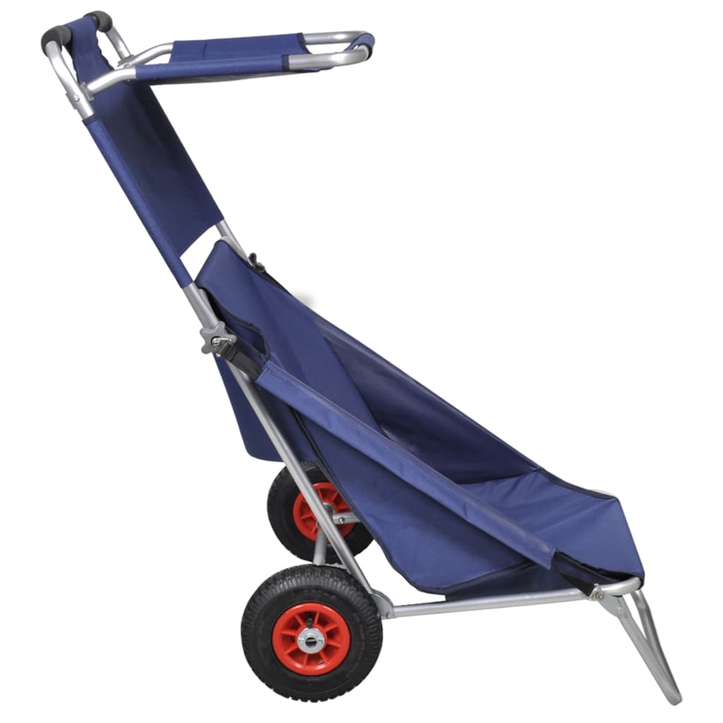 vidaXL Chariot de plage avec roues portable et pliable Bleu
