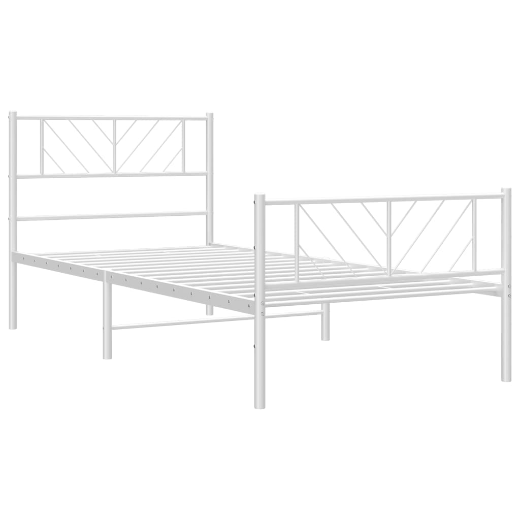 vidaXL Cadre de lit métal sans matelas avec pied de lit blanc 80x200cm