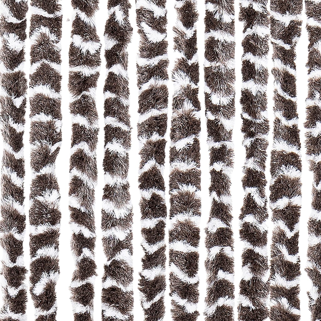 vidaXL Rideau anti-mouches marron et blanc 100x230 cm chenille