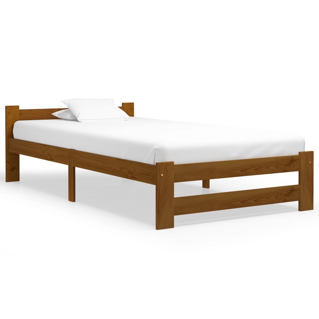 vidaXL Cadre de lit sans matelas Marron miel Bois pin massif 90x200 cm