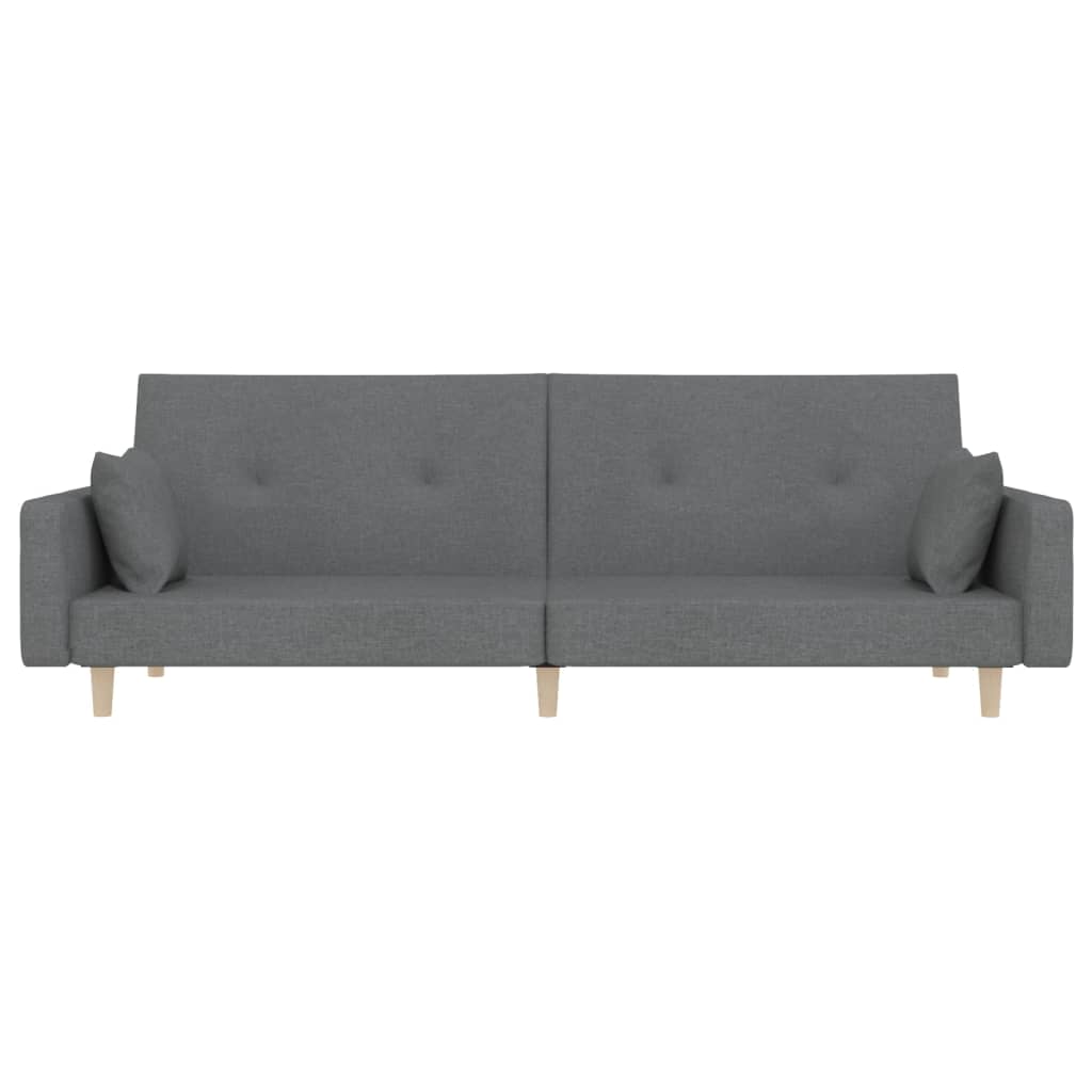 vidaXL Canapé-lit à 2 places avec deux oreillers gris clair tissu
