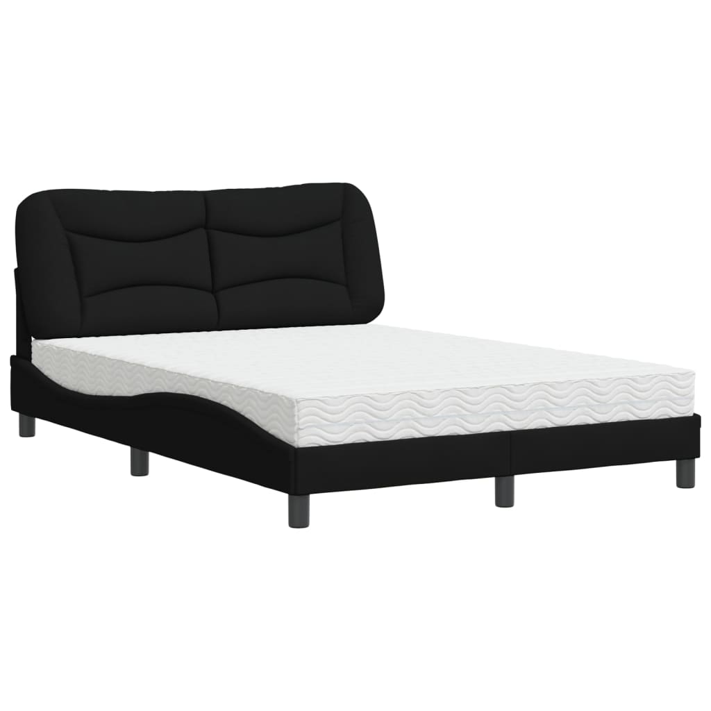 vidaXL Lit avec matelas noir 140x200 cm tissu