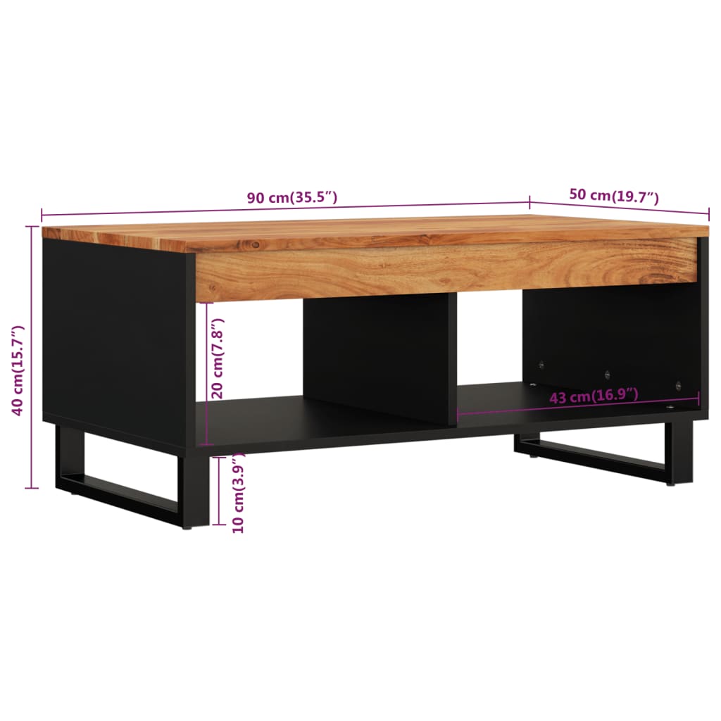 vidaXL Table basse 90x50x40 cm bois d'acacia massif