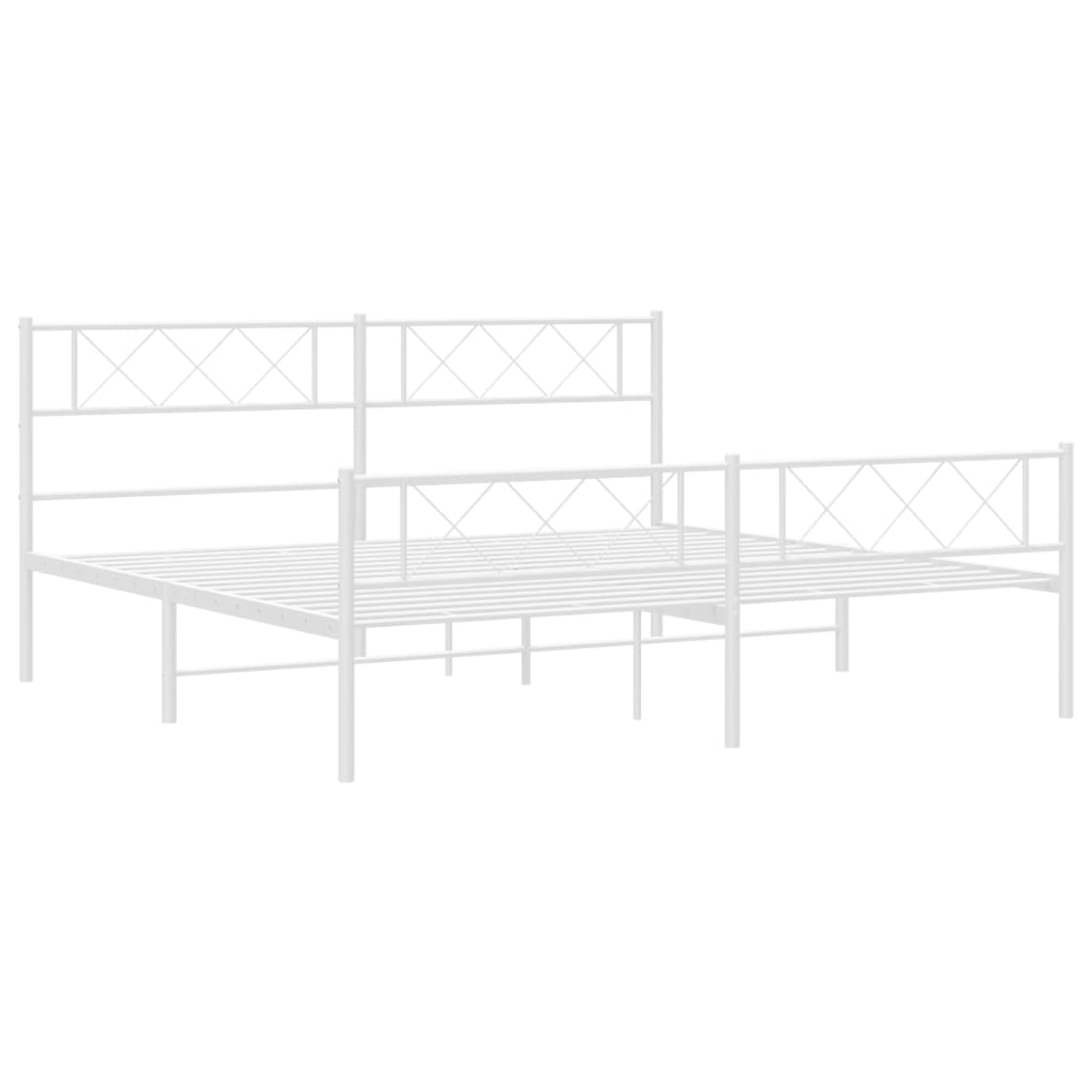 vidaXL Cadre de lit métal sans matelas et pied de lit blanc 193x203 cm