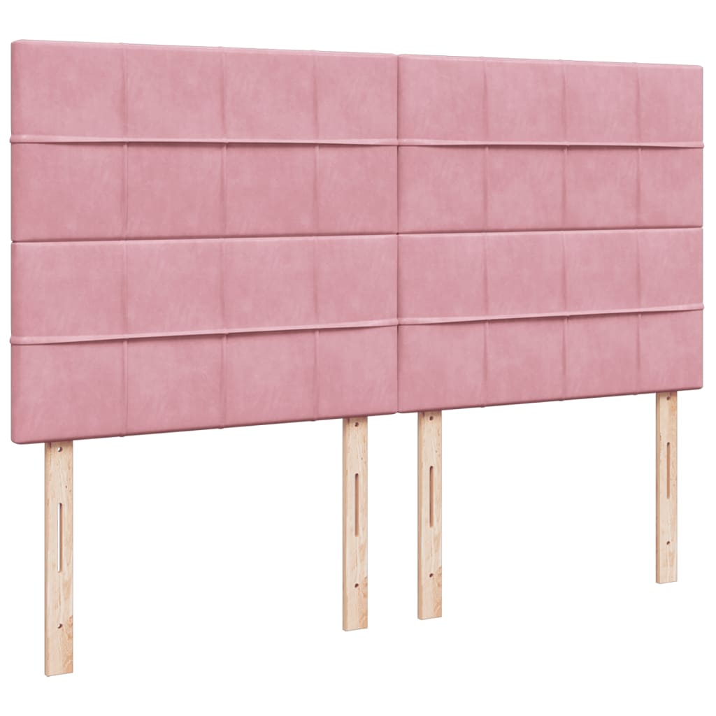 vidaXL Sommier à lattes de lit avec matelas Rose 200x200 cm Velours