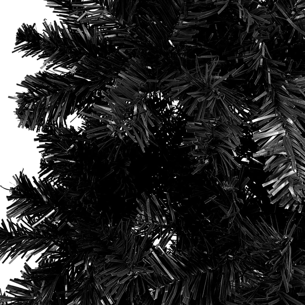 vidaXL Arbre de Noël mince pré-éclairé et boules noir 150 cm