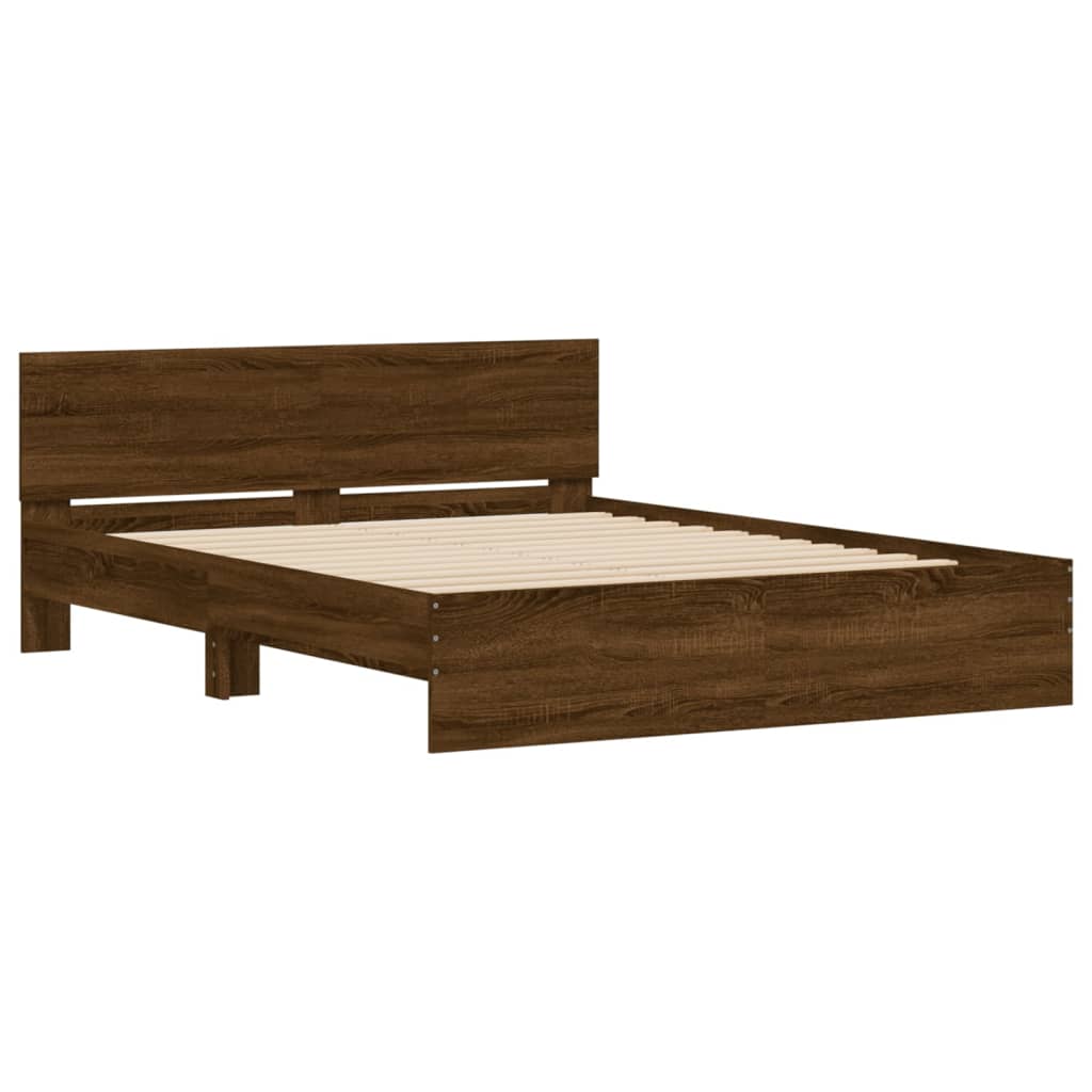 vidaXL Cadre de lit avec LED sans matelas chêne marron 160x200 cm