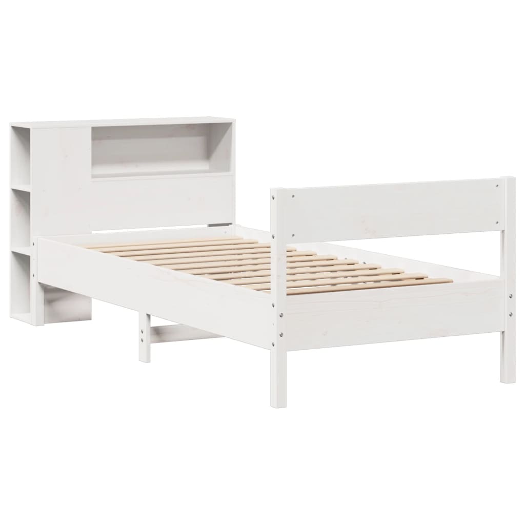 vidaXL Lit bibliothèque sans matelas blanc 100x200 cm bois pin massif