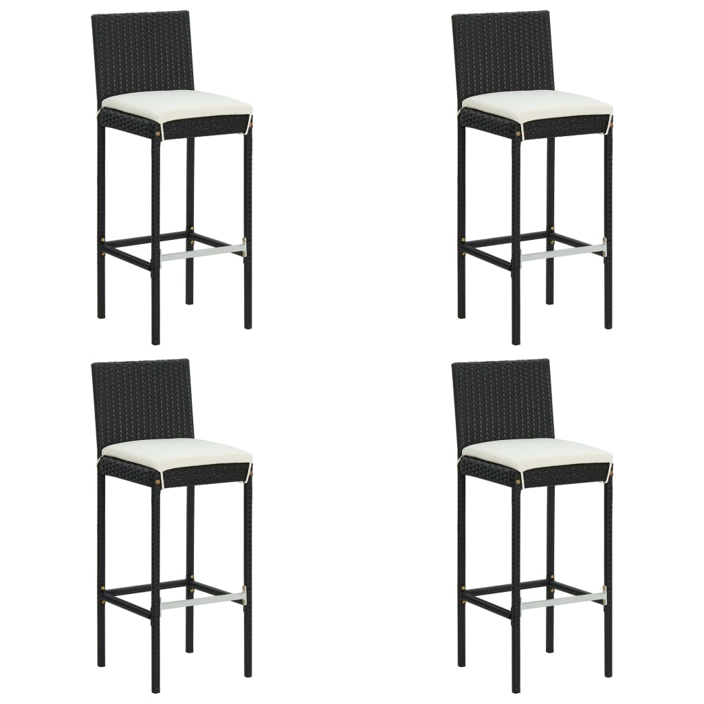 vidaXL Ensemble de bar de jardin 5 pcs et coussins Résine tressée Noir