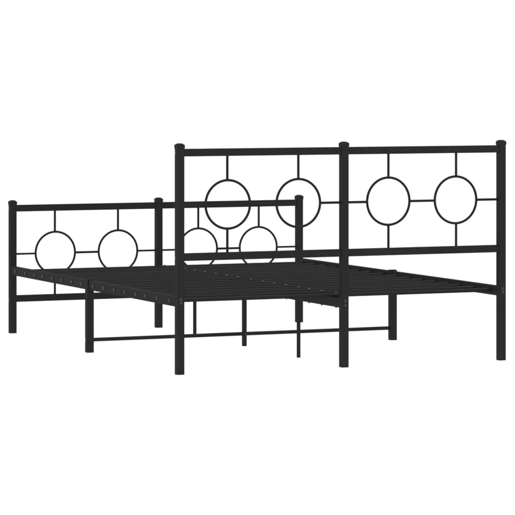 vidaXL Cadre de lit métal sans matelas avec pied de lit noir 140x200cm