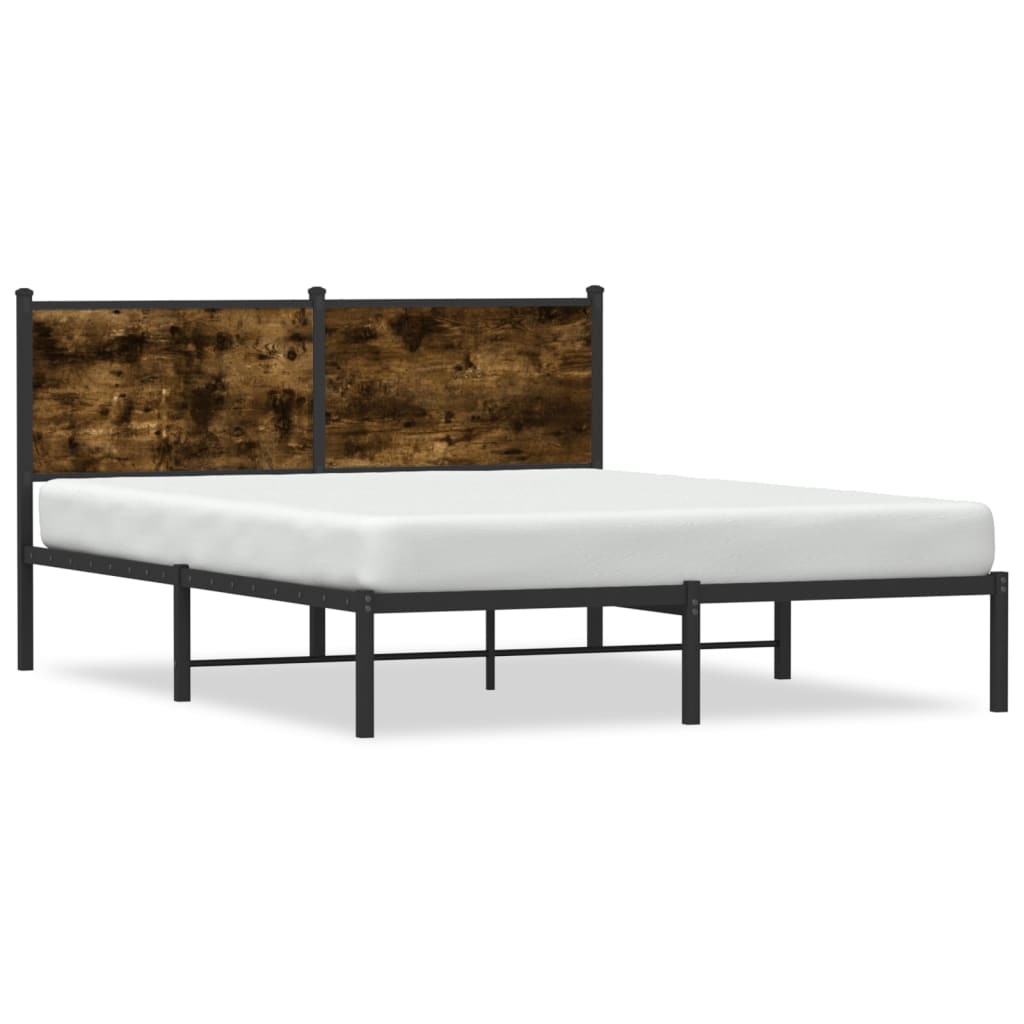 vidaXL Cadre de lit en métal sans matelas chêne fumé 137x190 cm