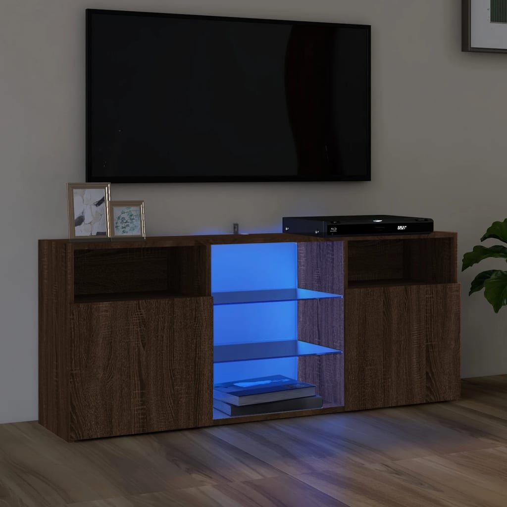 vidaXL Meuble TV avec lumières LED Chêne marron 120x30x50 cm