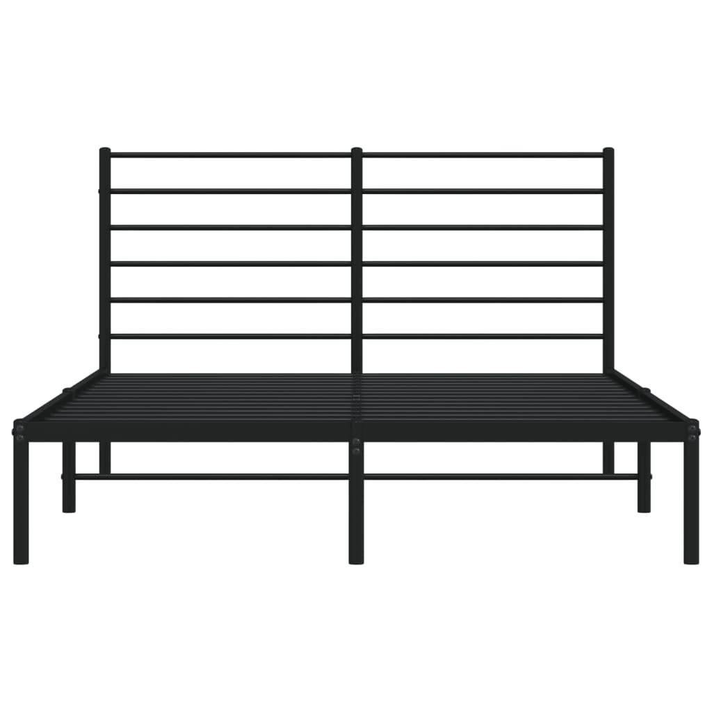 vidaXL Cadre de lit métal sans matelas avec tête de lit noir 135x190cm