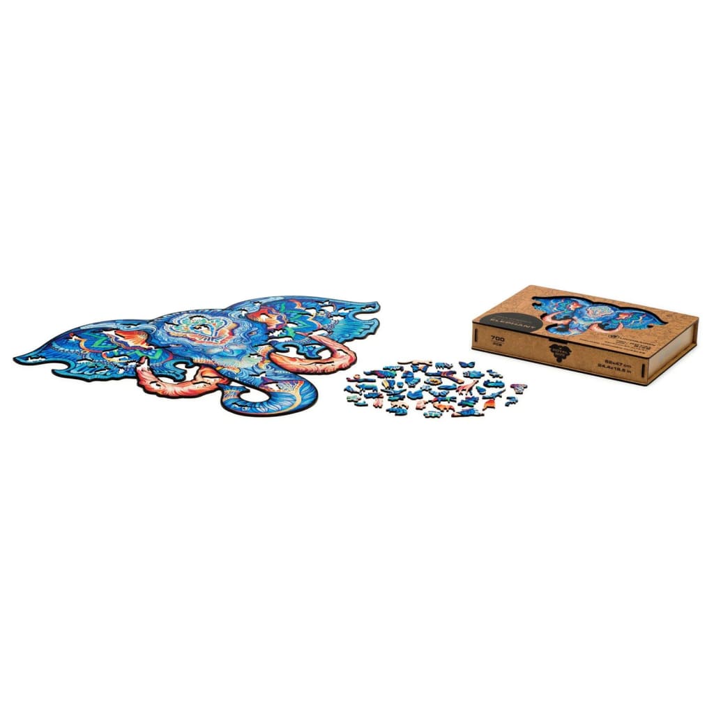 UNIDRAGON Puzzle en bois 700pcs Eternal Elephant Taille royale 62x47cm