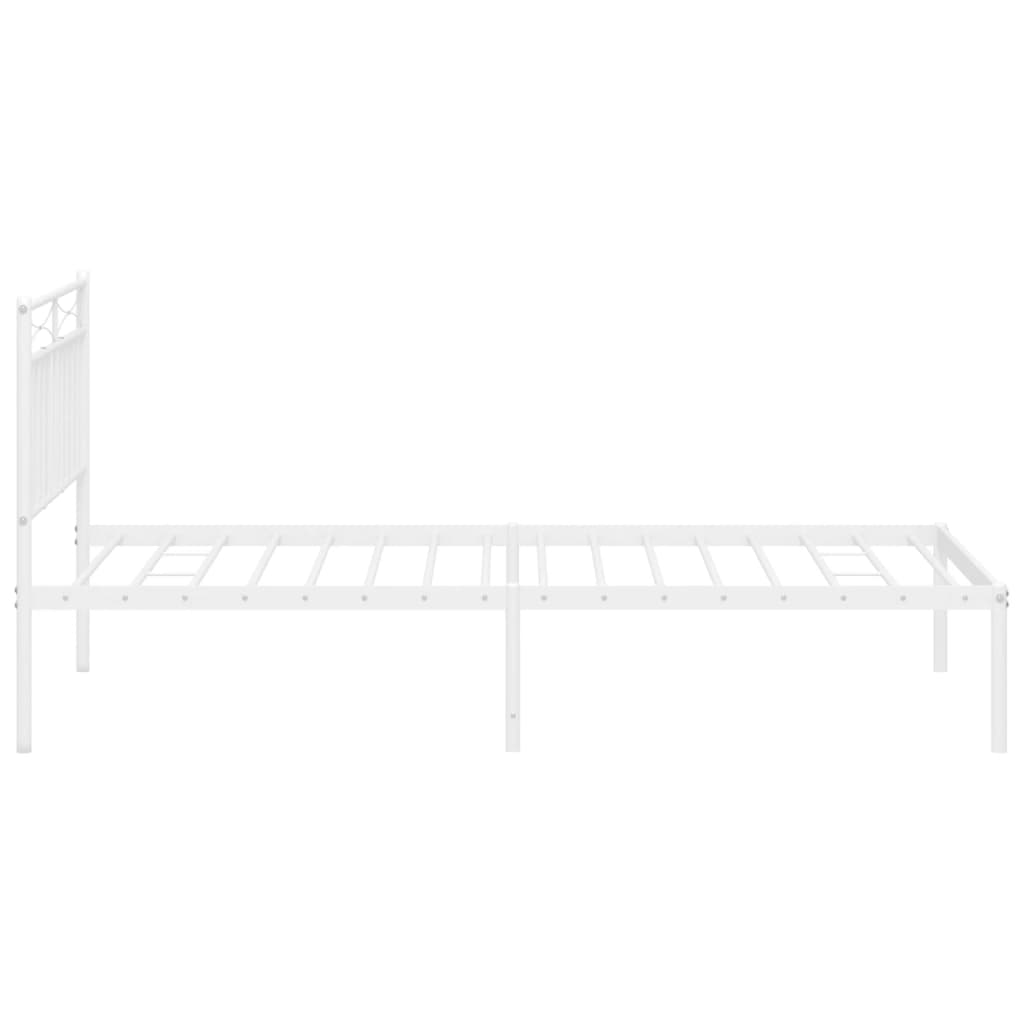 vidaXL Cadre de lit métal sans matelas et tête de lit blanc 107x203 cm