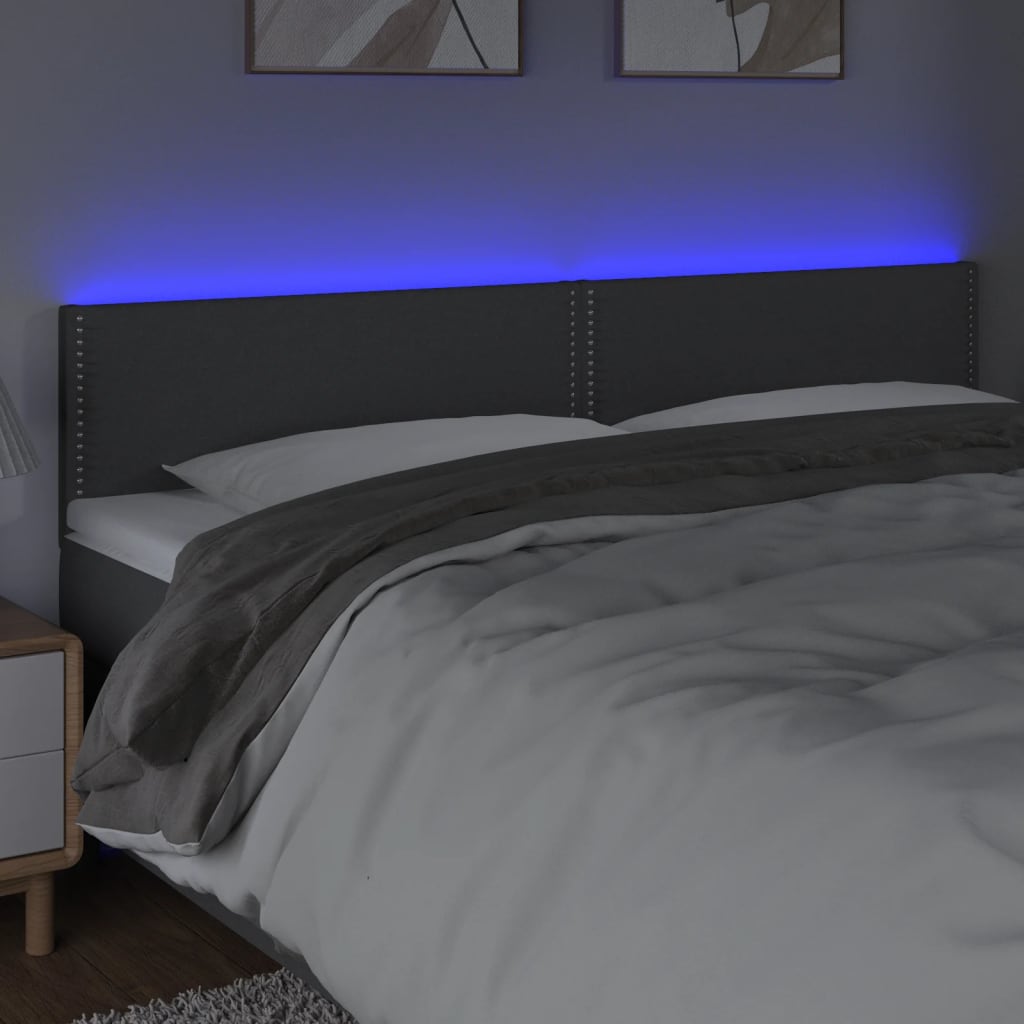 vidaXL Tête de lit à LED Gris foncé 160x5x78/88 cm Tissu