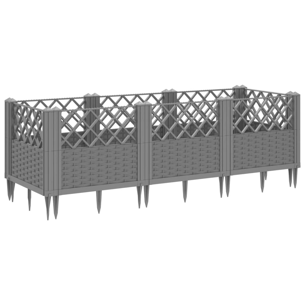 vidaXL Jardinière avec piquets gris clair 123,5x43,5x43,5 cm PP