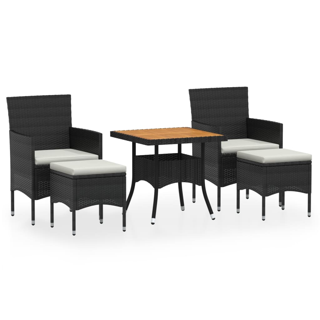 vidaXL Ensemble à dîner de jardin 5 pcs Résine tressée et acacia Noir