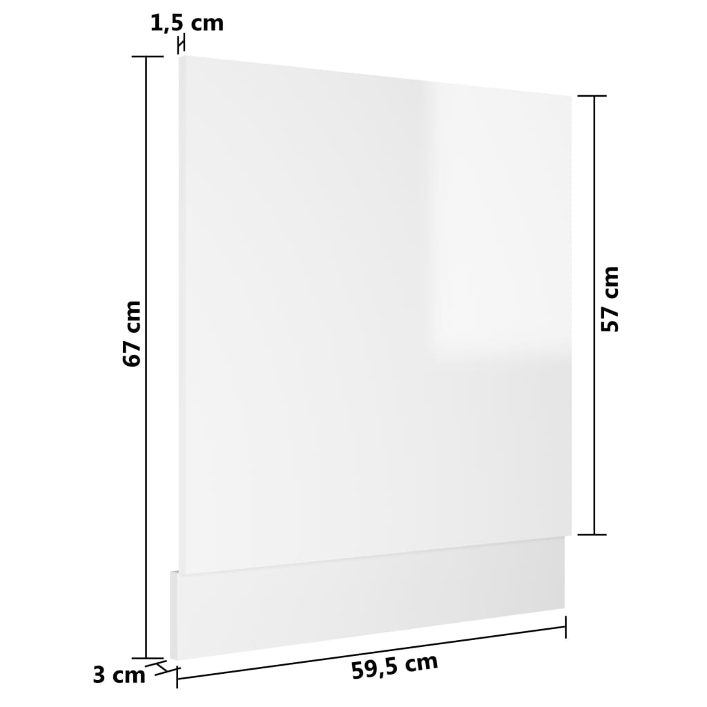vidaXL Panneau de lave-vaisselle Blanc brillant 59,5x3x67 cm Aggloméré