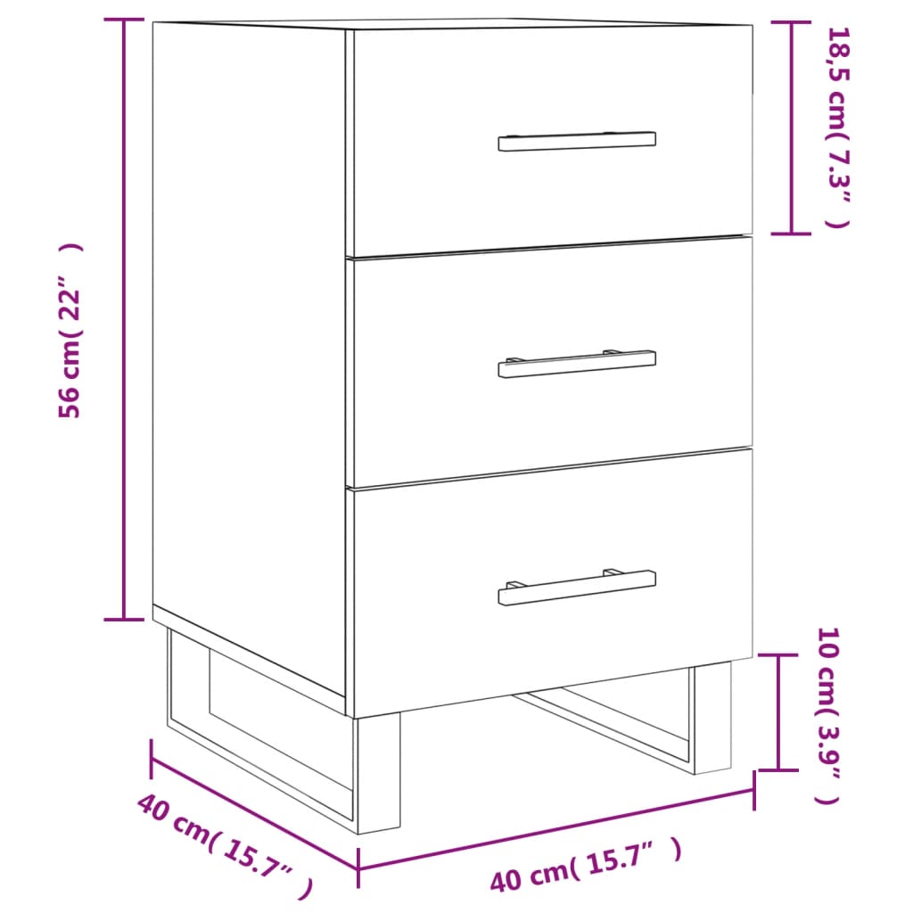 vidaXL Table de chevet chêne fumé 40x40x66 cm bois d'ingénierie