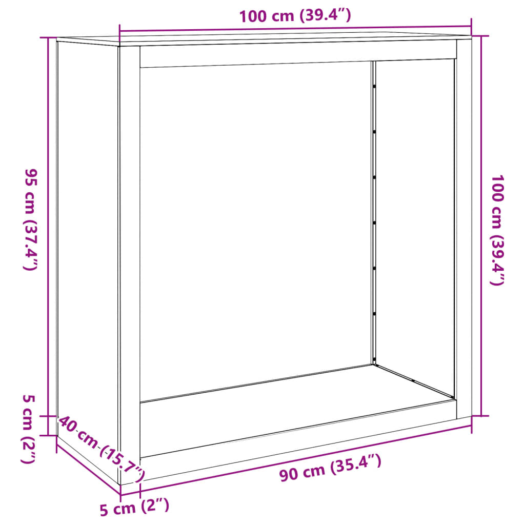 vidaXL Portant de bois de chauffage noir 100x40x100 cm acier