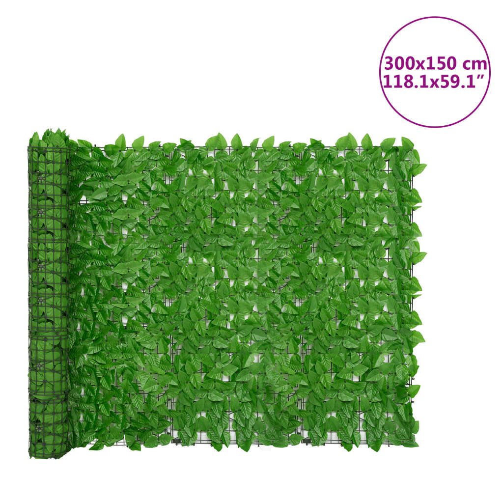 vidaXL Brise-vue de balcon avec feuilles vert 300x150 cm