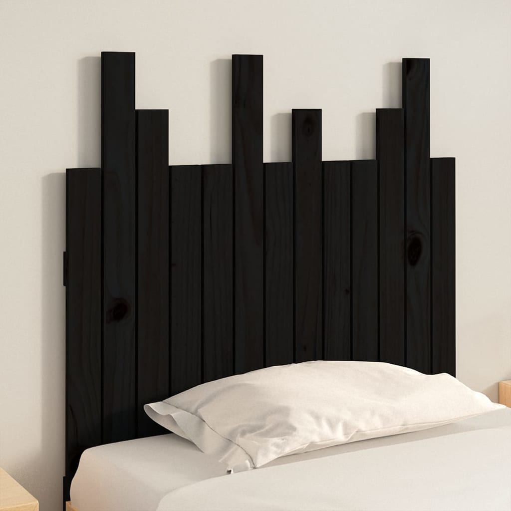 vidaXL Tête de lit murale Noir 82,5x3x80 cm Bois massif de pin