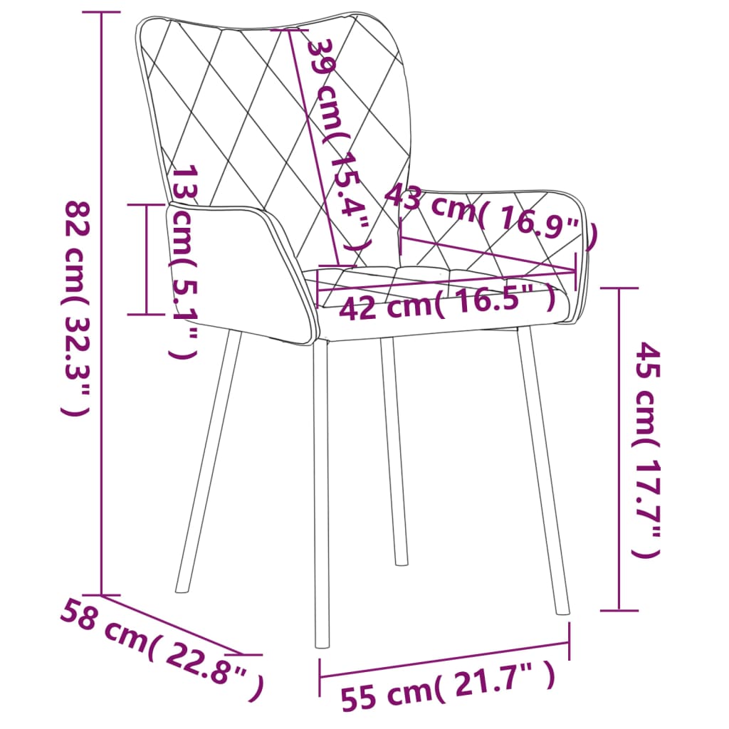 vidaXL Chaises à manger lot de 2 gris foncé tissu