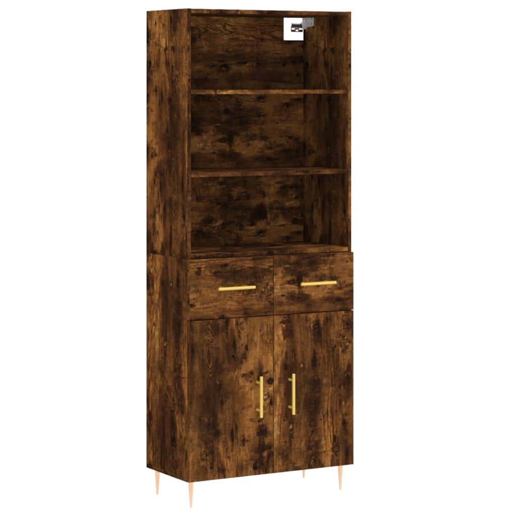 vidaXL Buffet haut Chêne fumé 69,5x34x180 cm Bois d'ingénierie