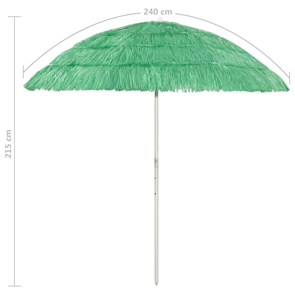 vidaXL Parasol de plage Hawaii Vert 240 cm