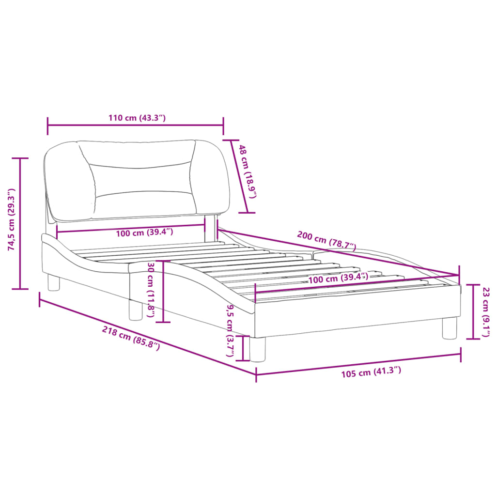 vidaXL Cadre de lit avec tête de lit Cappuccino 100x200 cm Similicuir