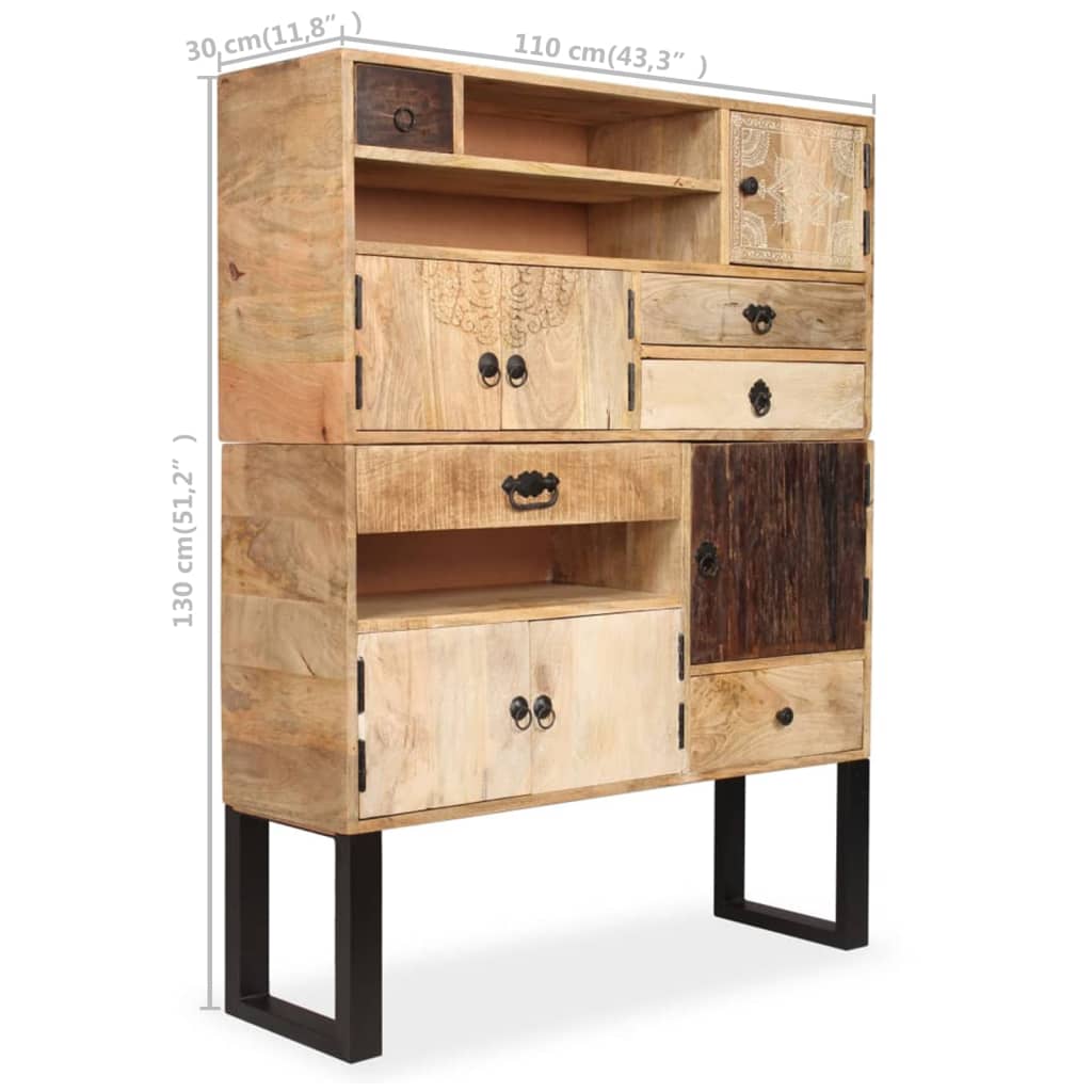 vidaXL Buffet Bois massif de manguier 100x30x130 cm