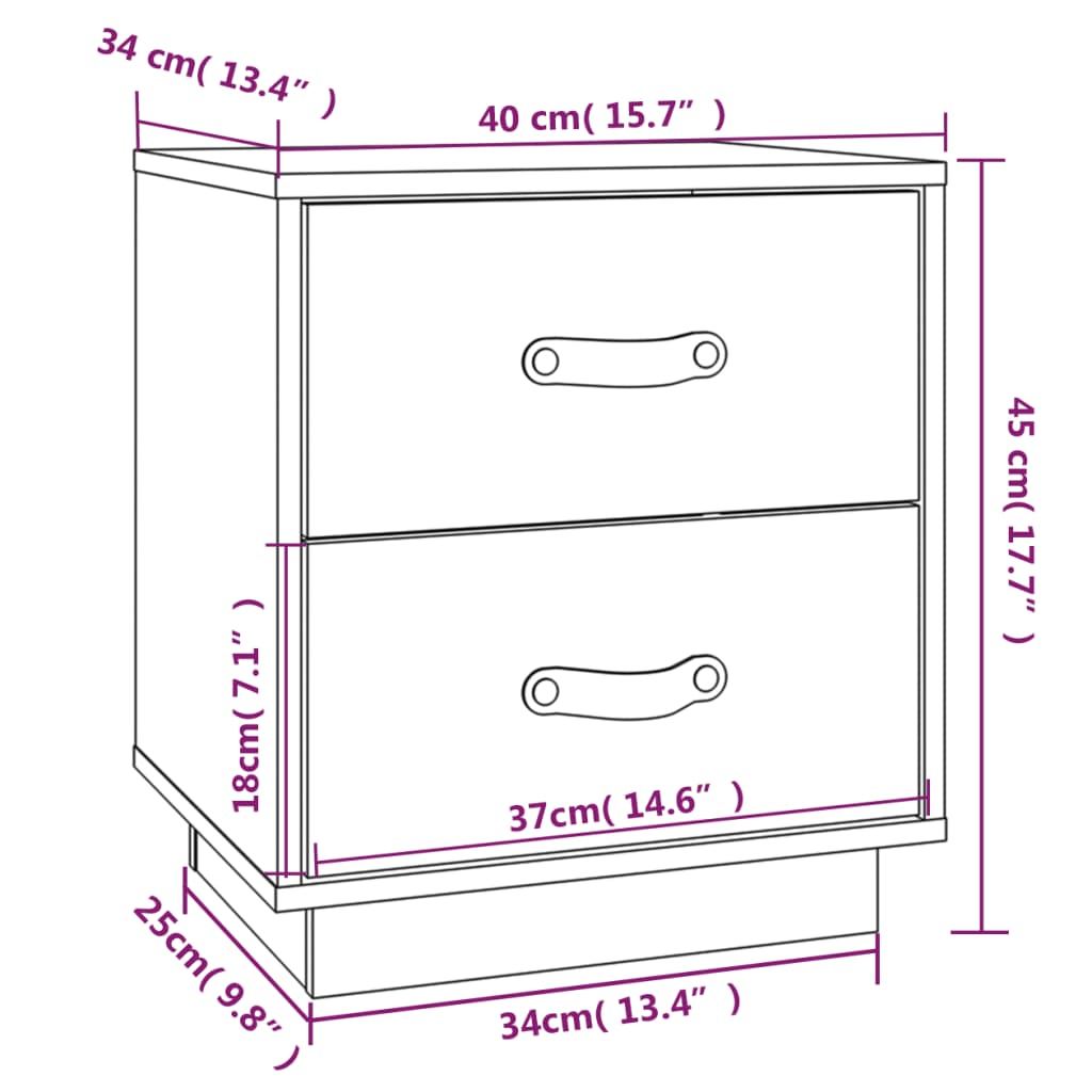 vidaXL Table de chevet Marron miel 40x34x45 cm Bois de pin massif