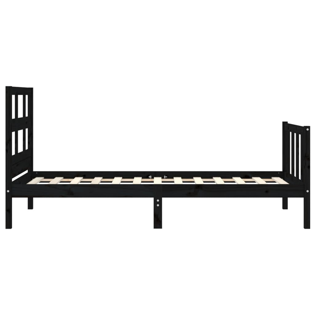 vidaXL Cadre de lit avec tête de lit noir simple bois massif