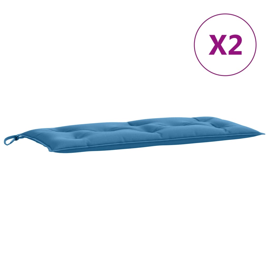 vidaXL Coussins de banc de jardin lot de 2 bleu mélangé tissu