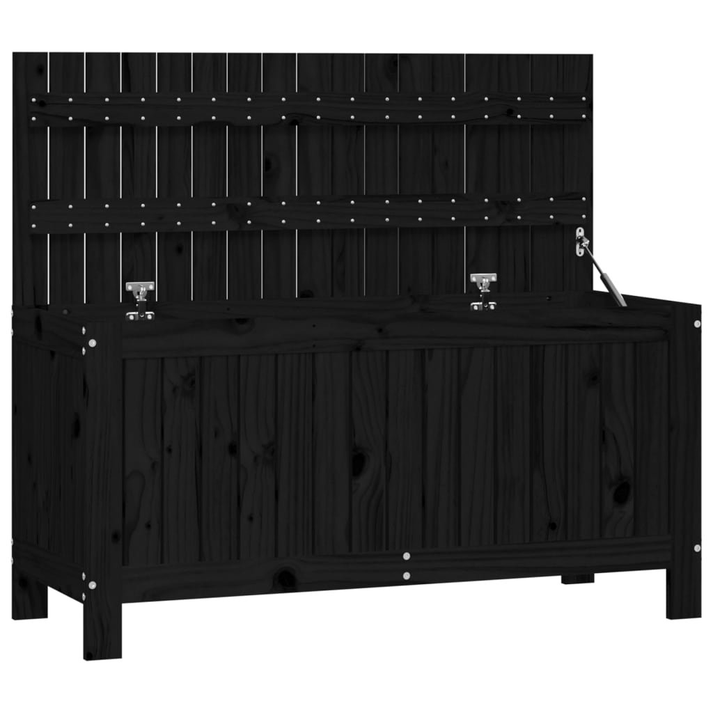 vidaXL Boîte de rangement de jardin Noir 108x42,5x54cm Bois massif pin