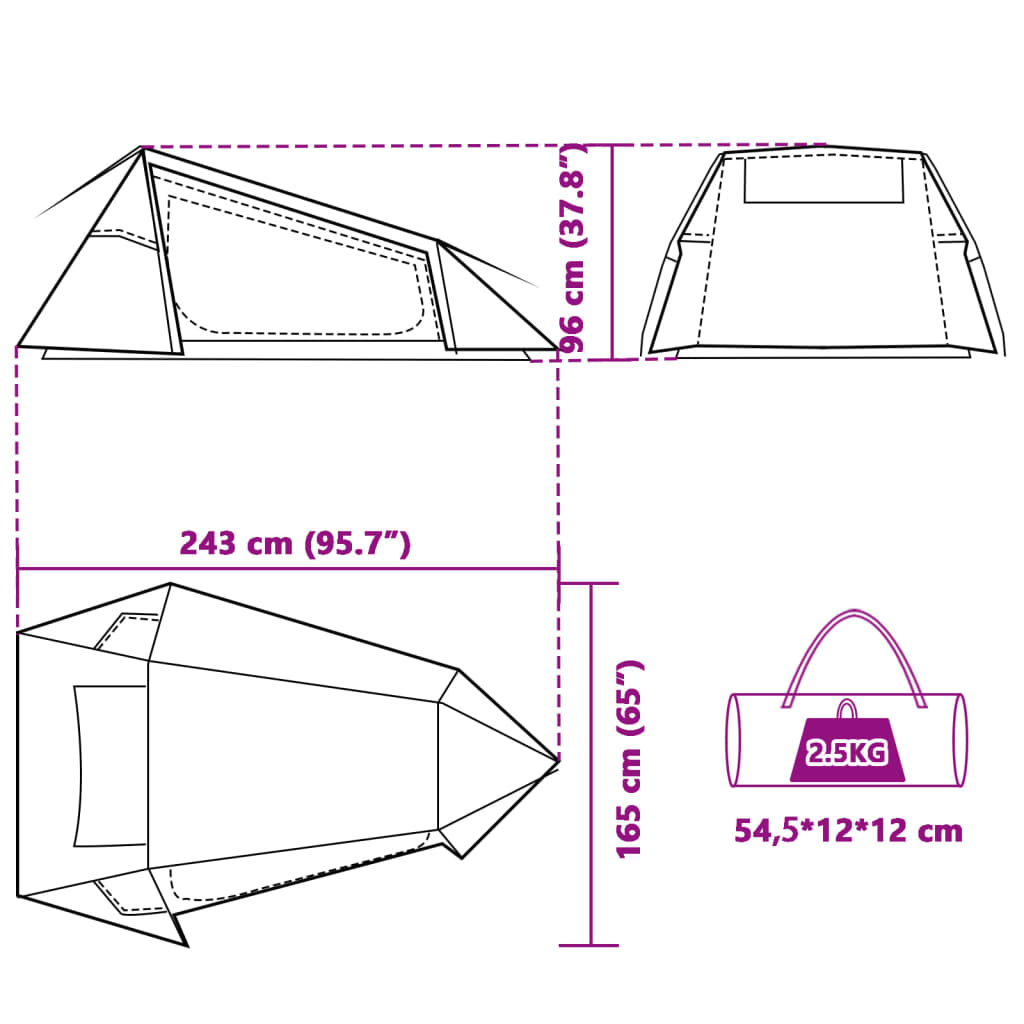 vidaXL Tente de camping tunnel 2 personnes bleu imperméable