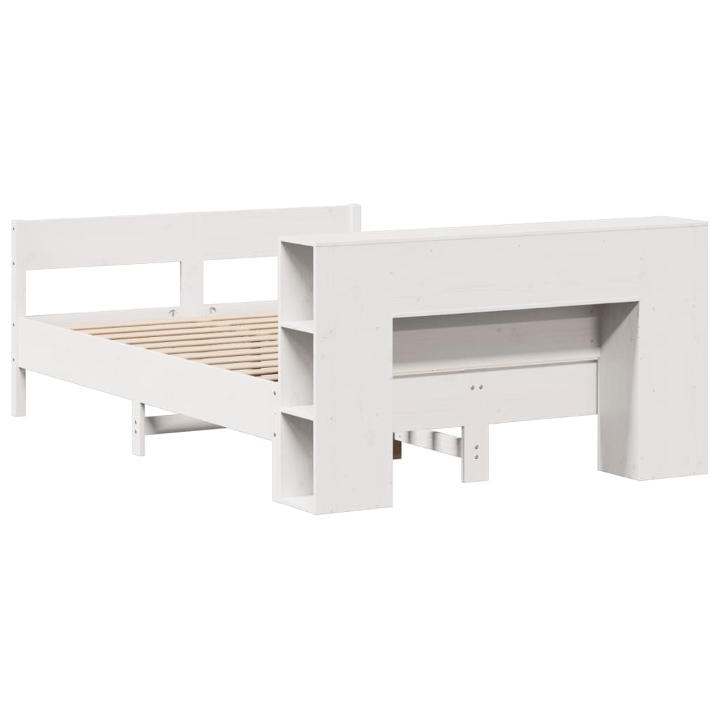 vidaXL Lit bibliothèque sans matelas blanc 120x190 cm bois pin massif