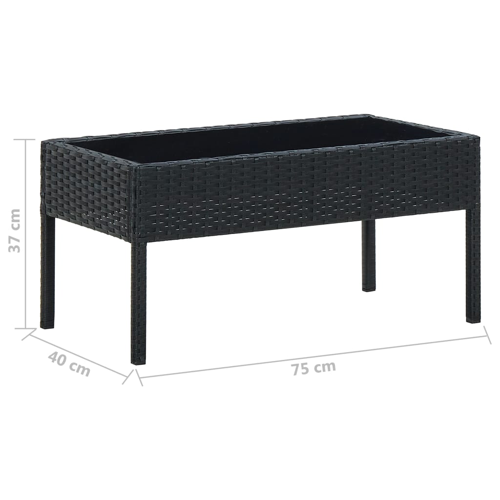 vidaXL Table de jardin Noir 75x40x37 cm Résine tressée