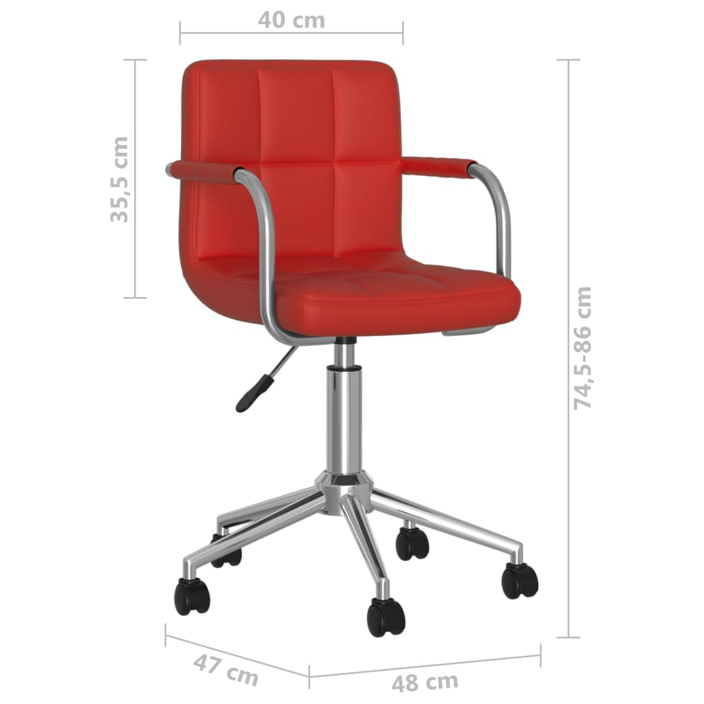 vidaXL Chaise de bureau pivotante Rouge bordeaux Similicuir