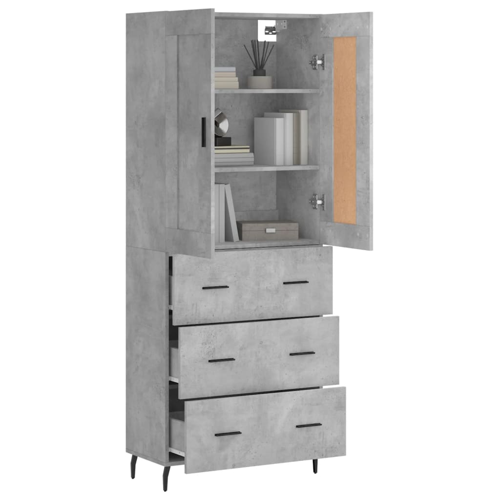 vidaXL Buffet haut Gris béton 69,5x34x180 cm Bois d'ingénierie